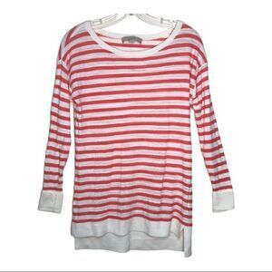 LOFT SWEATER, Red/white Stripes, Coral / White Size XS